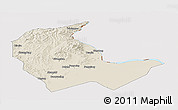 Shaded Relief Panoramic Map of Luobei, cropped outside