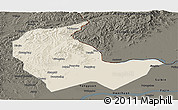 Shaded Relief Panoramic Map of Luobei, darken