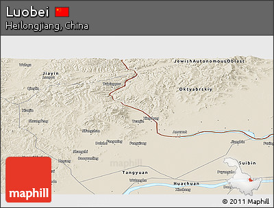 Shaded Relief Panoramic Map of Luobei