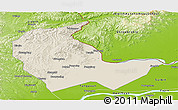 Shaded Relief Panoramic Map of Luobei, physical outside