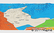 Shaded Relief Panoramic Map of Luobei, political outside
