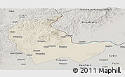 Shaded Relief Panoramic Map of Luobei, semi-desaturated