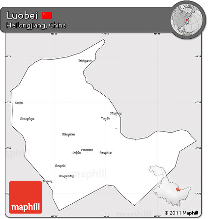 Silver Style Simple Map of Luobei, cropped outside