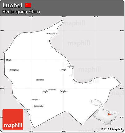 Silver Style Simple Map of Luobei, cropped outside