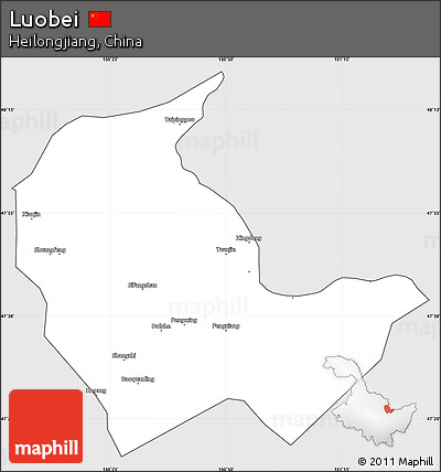 Silver Style Simple Map of Luobei, cropped outside