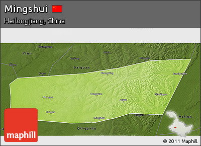 Physical 3D Map of Mingshui, darken