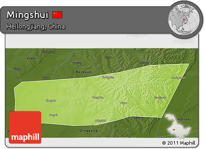 Physical 3D Map of Mingshui, darken
