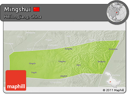 Physical 3D Map of Mingshui, lighten, semi-desaturated
