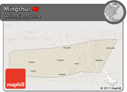 Shaded Relief 3D Map of Mingshui, lighten