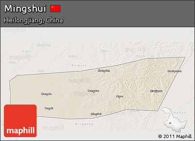 Shaded Relief 3D Map of Mingshui, lighten