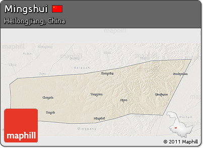 Shaded Relief 3D Map of Mingshui, lighten