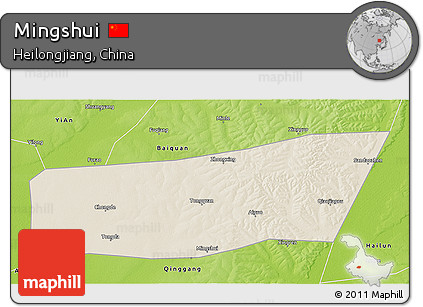 Shaded Relief 3D Map of Mingshui, physical outside