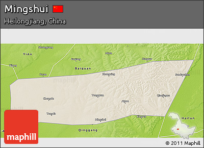 Shaded Relief 3D Map of Mingshui, physical outside