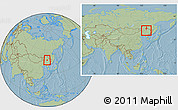 Savanna Style Location Map of Mingshui, within the entire country, hill shading