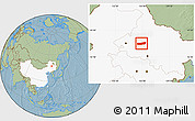 Savanna Style Location Map of Mingshui, highlighted country, hill shading
