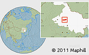 Savanna Style Location Map of Mingshui, highlighted parent region, hill shading