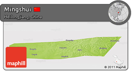 Physical Panoramic Map of Mingshui, cropped outside