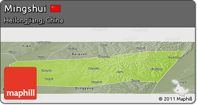 Physical Panoramic Map of Mingshui, semi-desaturated