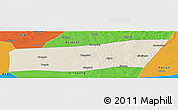 Shaded Relief Panoramic Map of Mingshui, political outside