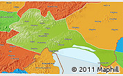 Physical 3D Map of Mishan, political outside