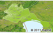 Physical 3D Map of Mishan, satellite outside