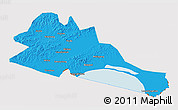 Political 3D Map of Mishan, cropped outside