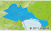 Political 3D Map of Mishan, physical outside
