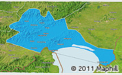 Political 3D Map of Mishan, satellite outside