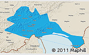 Political 3D Map of Mishan, shaded relief outside