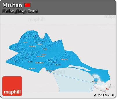 Political 3D Map of Mishan, single color outside