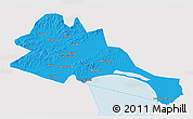 Political 3D Map of Mishan, single color outside