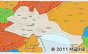 Shaded Relief 3D Map of Mishan, political outside