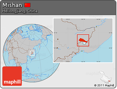 Gray Location Map of Mishan