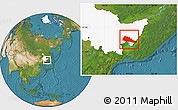 Satellite Location Map of Mishan, highlighted parent region