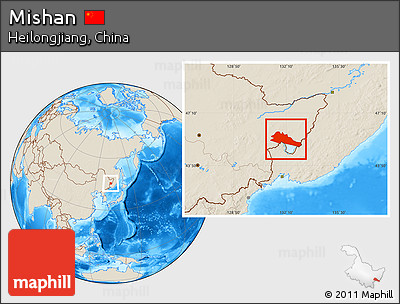 Shaded Relief Location Map of Mishan