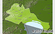Physical Map of Mishan, darken