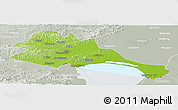 Physical Panoramic Map of Mishan, lighten, semi-desaturated