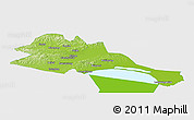 Physical Panoramic Map of Mishan, single color outside