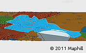 Political Panoramic Map of Mishan, darken
