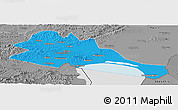 Political Panoramic Map of Mishan, desaturated