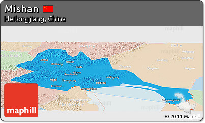 Political Panoramic Map of Mishan, lighten