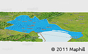 Political Panoramic Map of Mishan, satellite outside