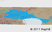 Political Panoramic Map of Mishan, semi-desaturated