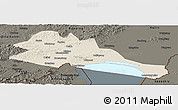 Shaded Relief Panoramic Map of Mishan, darken