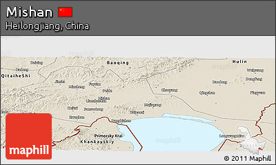 Shaded Relief Panoramic Map of Mishan