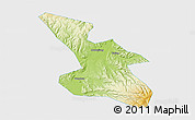 Physical 3D Map of Mudanjiang Shi, single color outside