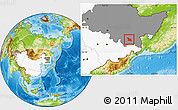 Physical Location Map of Mudanjiang Shi, highlighted country, highlighted parent region