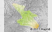 Physical Map of Mudanjiang Shi, desaturated