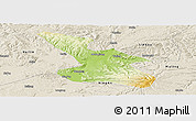 Physical Panoramic Map of Mudanjiang Shi, shaded relief outside