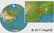 Satellite Location Map of Ning An